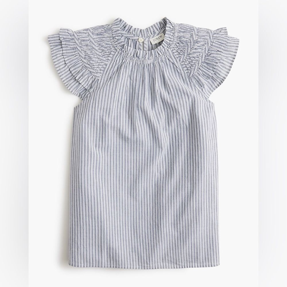 NWT J CREW Factory Striped flutter-sleeve top NWT - image 3